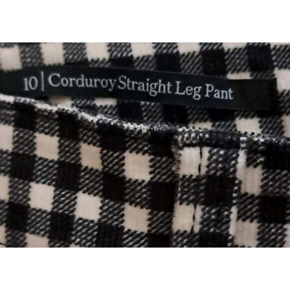 NWT Talbots Pants Women's 10 Black White Corduroy Checkered Straight Leg Preppy - Picture 8 of 12